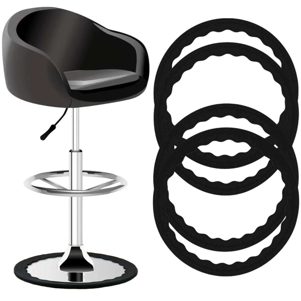 Silicone Bar Stool Floor Protector Ring - Anti-Slip Chair Base Cover for 16.5–18.5in Bases (Noiseless)