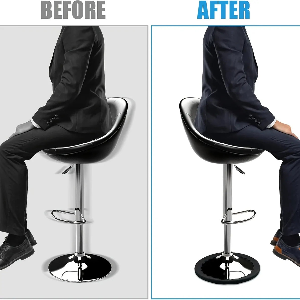 Silicone Bar Stool Floor Protector Ring - Anti-Slip, Noiseless Chair Base Cover for 16.5–18.5in Bases, Anti-Scratch Protection for Hardwood, Tile, Mar