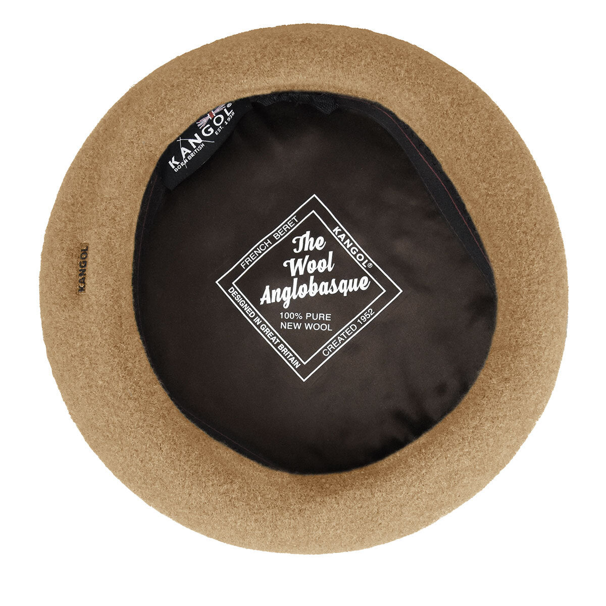 Kangol Anglobasque French Beret 100% Wool British Party Hat - Camel