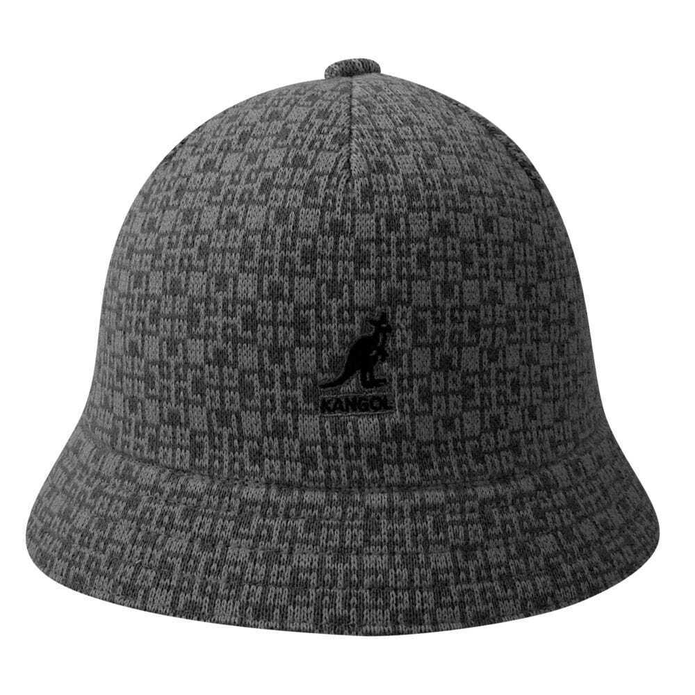 Kangol Kids Escher Check Casual Bucket Hat Round Childrens - Black