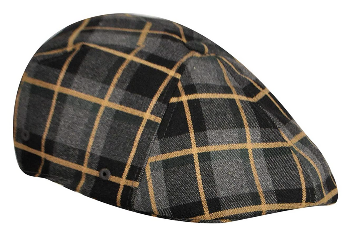 KANGOL Plaid 504 Ivy Cap Mens Flexfit Driving Baker Boy Hat - Chain - L/XL