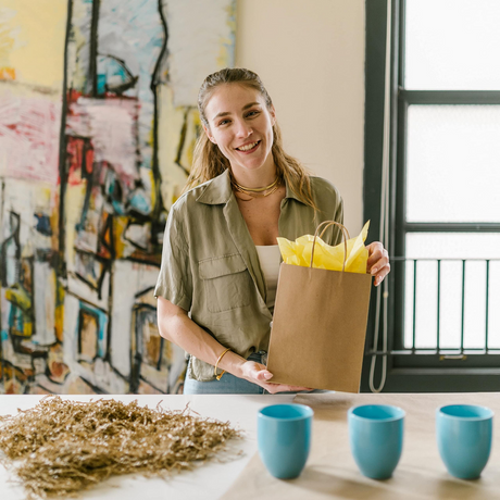 96x Kraft Paper Gift Bags Shopping Carry Craft Brown Bag w/ Handles Bulk (22x16x8cm)