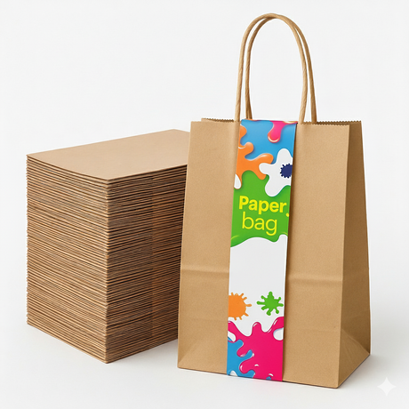 96x Kraft Paper Gift Bags Shopping Carry Craft Brown Bag w/ Handles Bulk (22x16x8cm)
