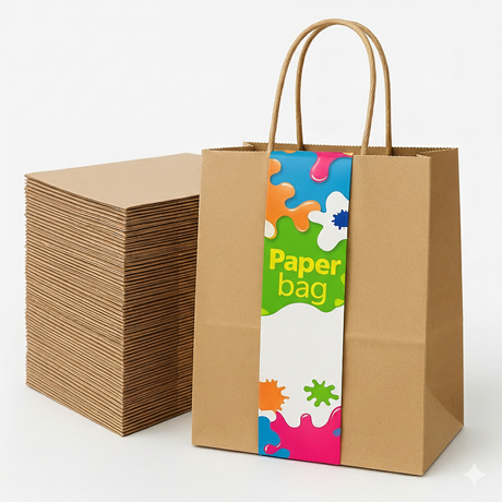 72x Kraft Paper Gift Bags Shopping Carry Craft Brown Bag w/ Handles Bulk (27x22x11cm)