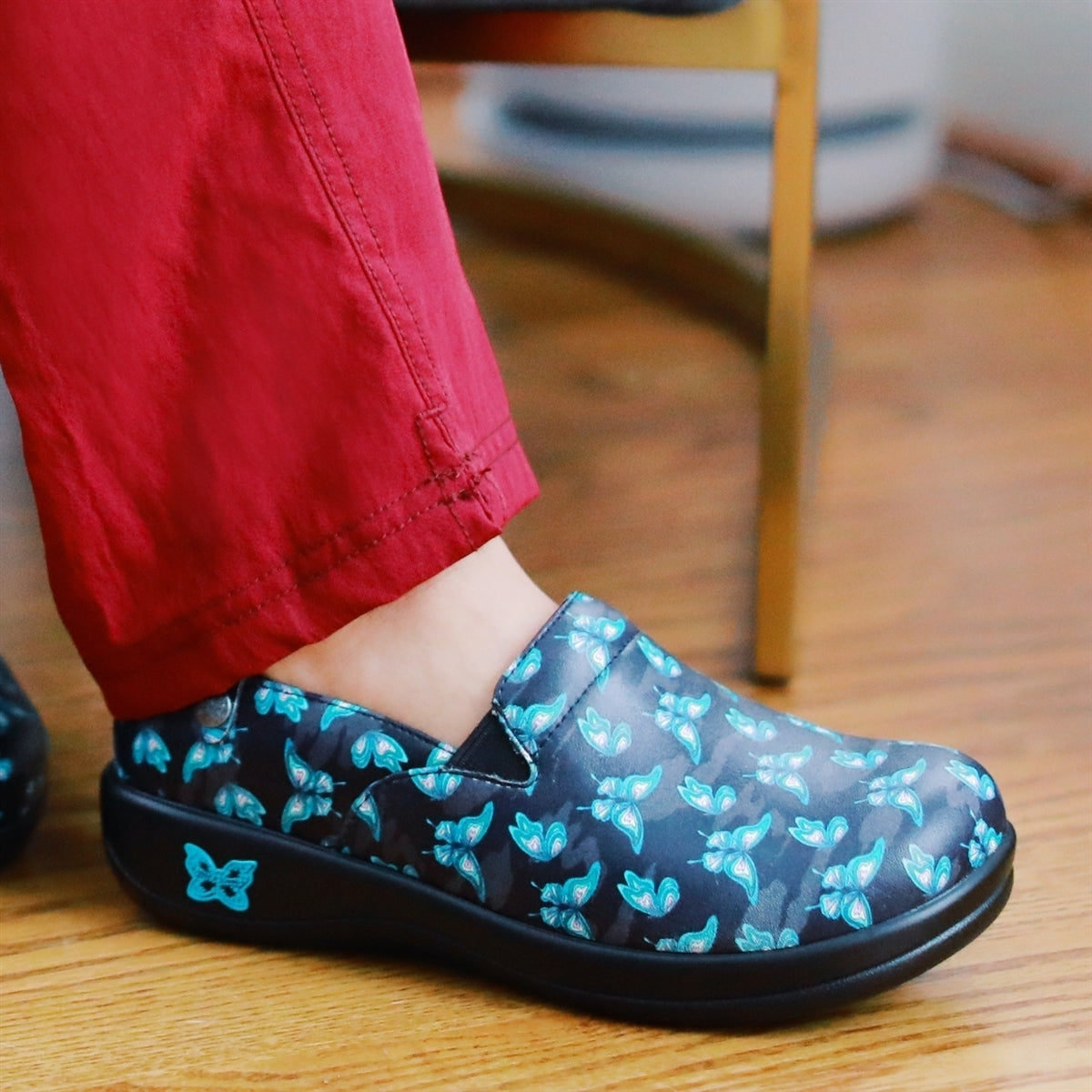 Alegria Womens Keli Professional Nursing Shoes Slip On Work Comfortable - Butterfly