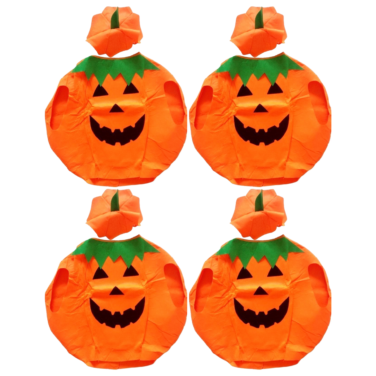 4x Kids Orange Pumpkin Costume Bulk Pack - Unisex (Book Week & Halloween Fancy Dress)