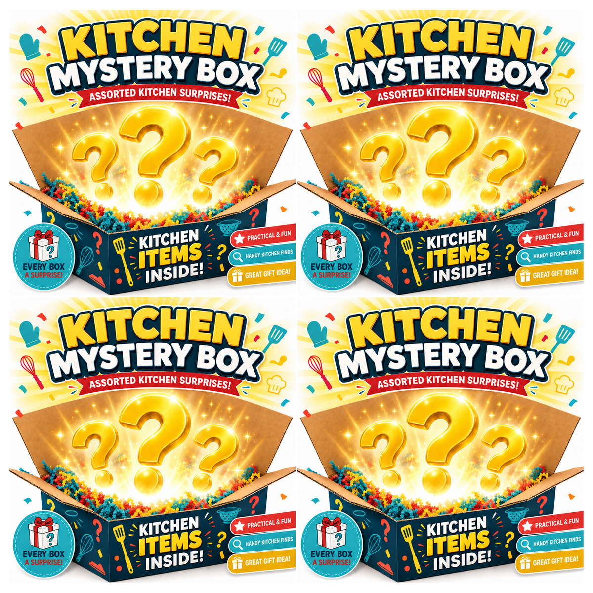 4x Mystery Kitchen Gift Box Bulk Pack - Assorted Kitchen Accessories