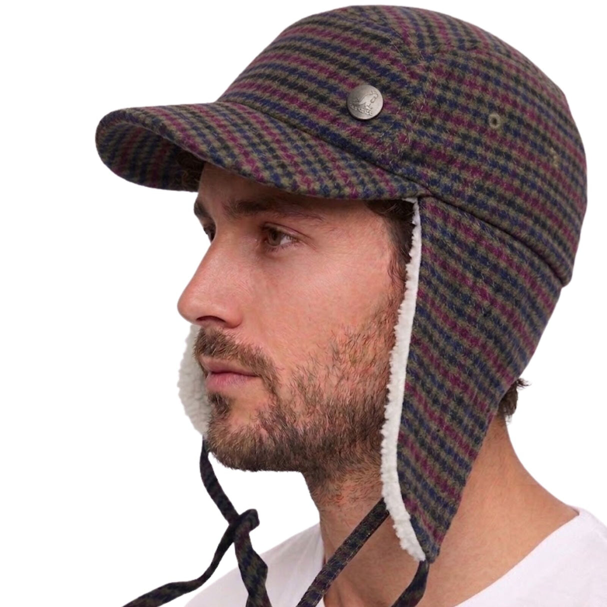KANGOL Plaid Supre Ushanka Trapper Hat - Army Green (Sherpa Lined Cap w/ Ear Flaps)
