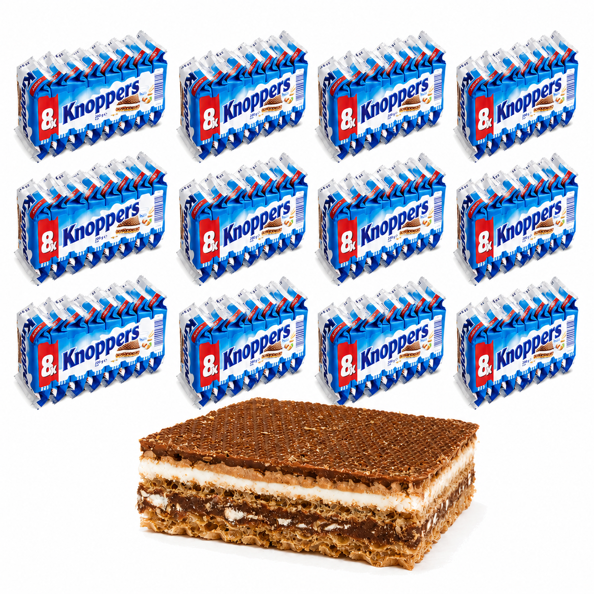 Knoppers Wafers 96 Pack 200g Milk Chocolate Hazelnut Snack - Made in Germany (Fresh Batch)