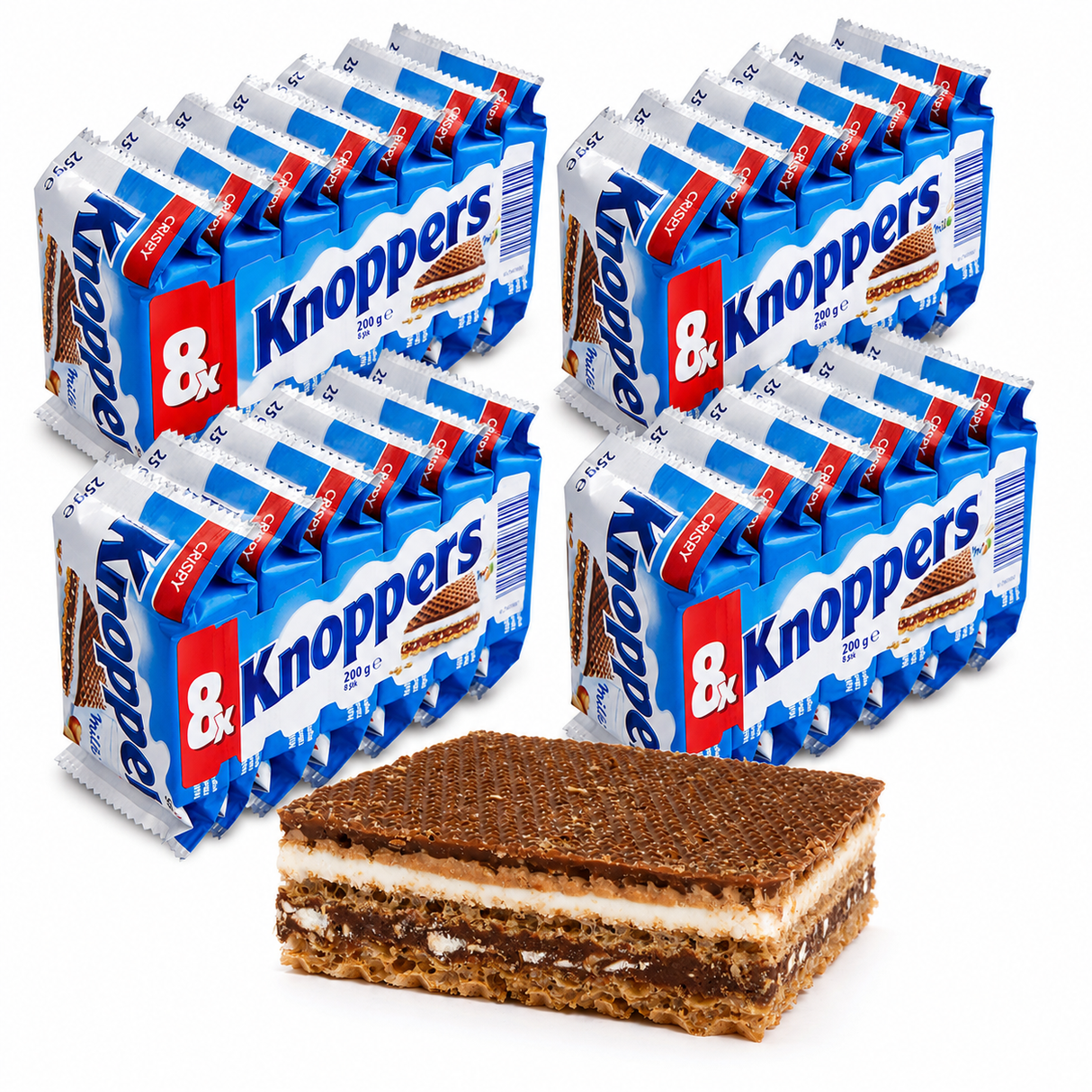 Knoppers Wafers 32 Pack 200g Milk Chocolate Hazelnut Snack - Made in Germany (Fresh Batch)