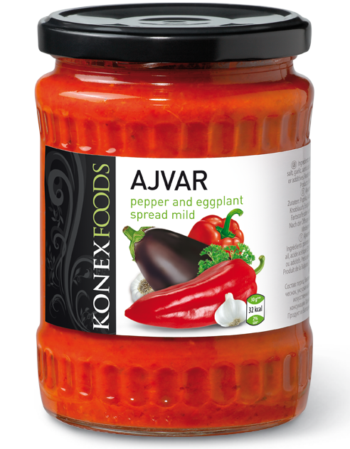 3x 350g Konex Tiva Ajvar Spread Bulk Pack - Mild Roasted Pepper Relish Dip - Product of Bulgaria