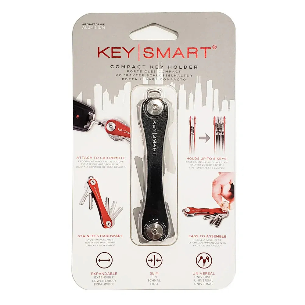 KeySmart Compact Key Holder & Organiser - Holds 8 Keys - Black