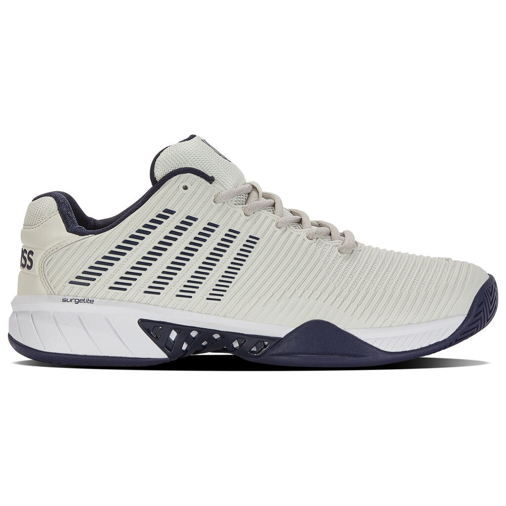 K-Swiss Mens Hypercourt Express 2 Tennis Shoes Wide (2E) in Vaporous Gray/White/Peacoat