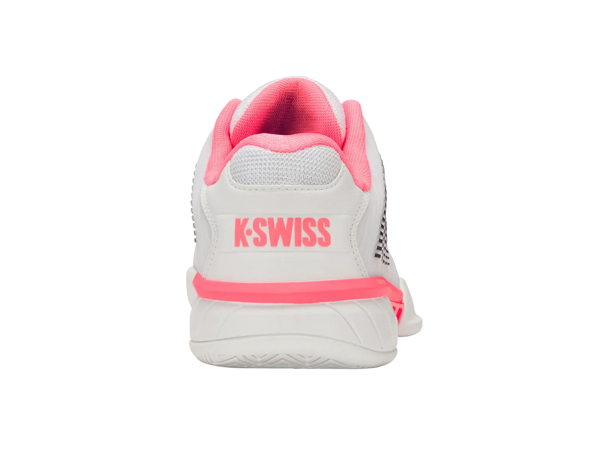 K-Swiss Womens Hypercourt Express 2 Tennis Shoes Durawrap Flex CMEVA in White/Neon Pastel Pink