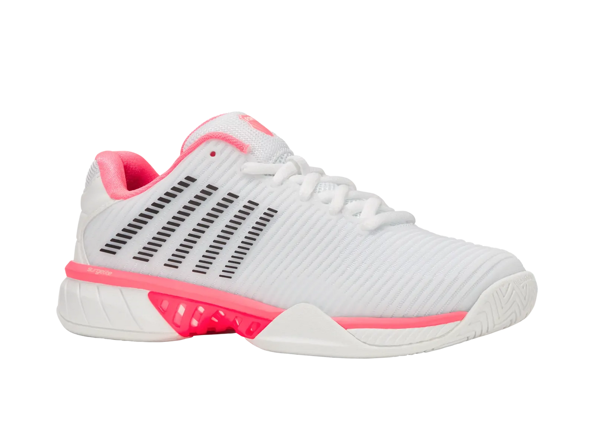 K-Swiss Womens Hypercourt Express 2 Tennis Shoes Durawrap Flex CMEVA in White/Neon Pastel Pink