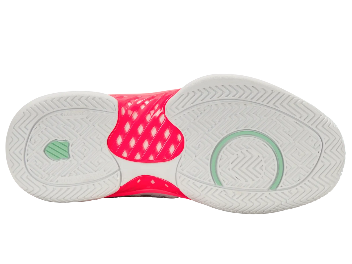 K-Swiss Womens Hypercourt Express 2 Tennis Shoes Durawrap Flex CMEVA in White/Neon Pastel Pink