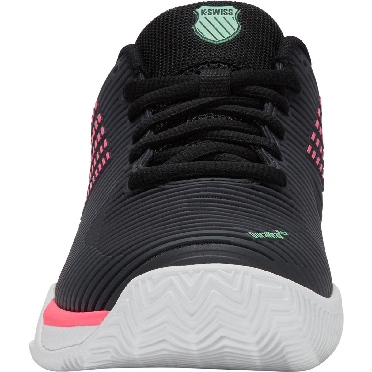 K-Swiss Womens Hypercourt Express 2 Clay Court Tennis Shoes in Black/White/Neon Mint