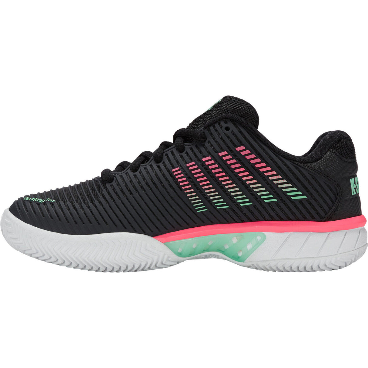 K-Swiss Womens Hypercourt Express 2 Clay Court Tennis Shoes in Black/White/Neon Mint