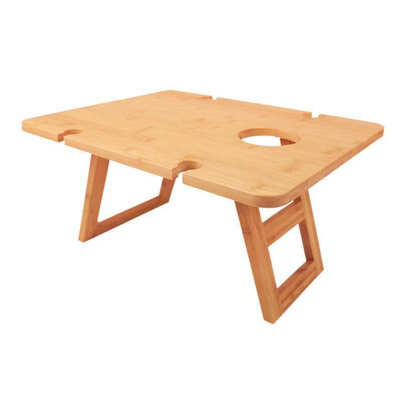 48cm Bamboo Fodlable Picnic Table, Wine and Snack Travel Camping Table