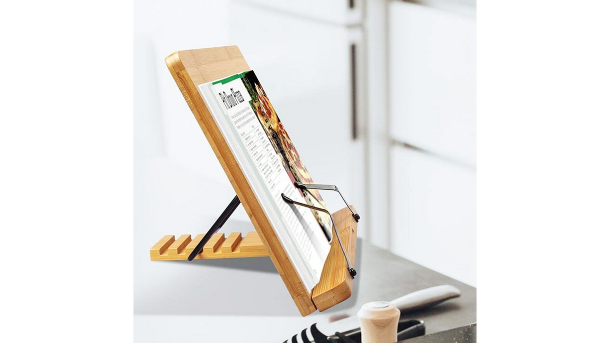 Bamboo 28x20cm Adjustable Stand Holder Organiser Rack for Book/iPad Tablet