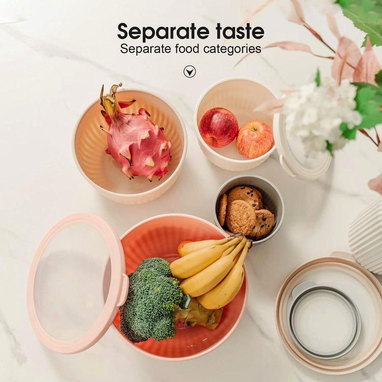 Set of 4 Round Nested Food Storage Container Set