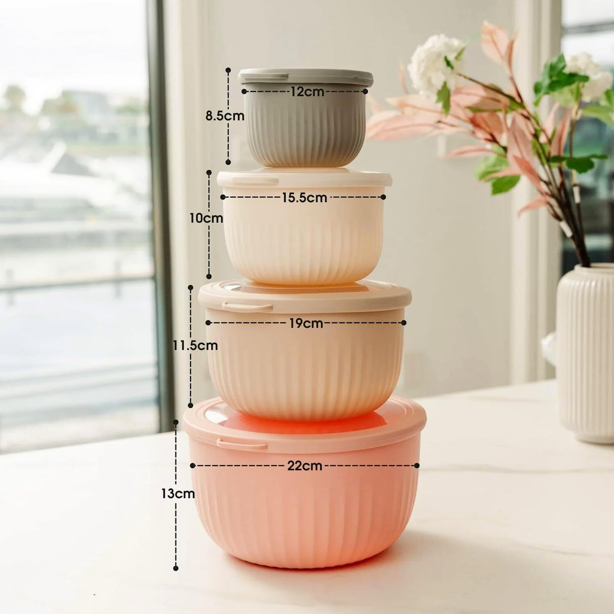 Set of 4 Round Nested Food Storage Container Set