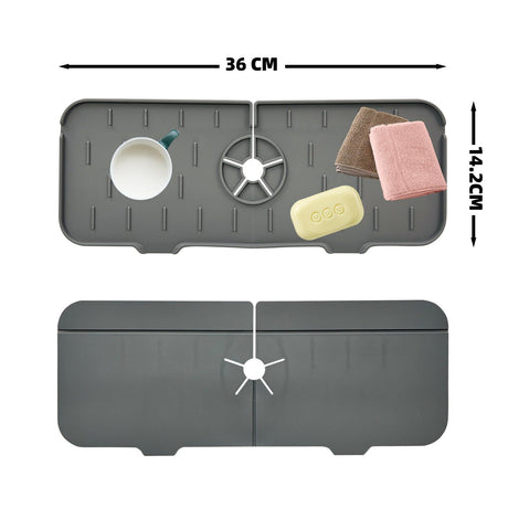 Sink Tap Faucet Drip Tray Silicone Splash Guard Kitchen Mat Catcher