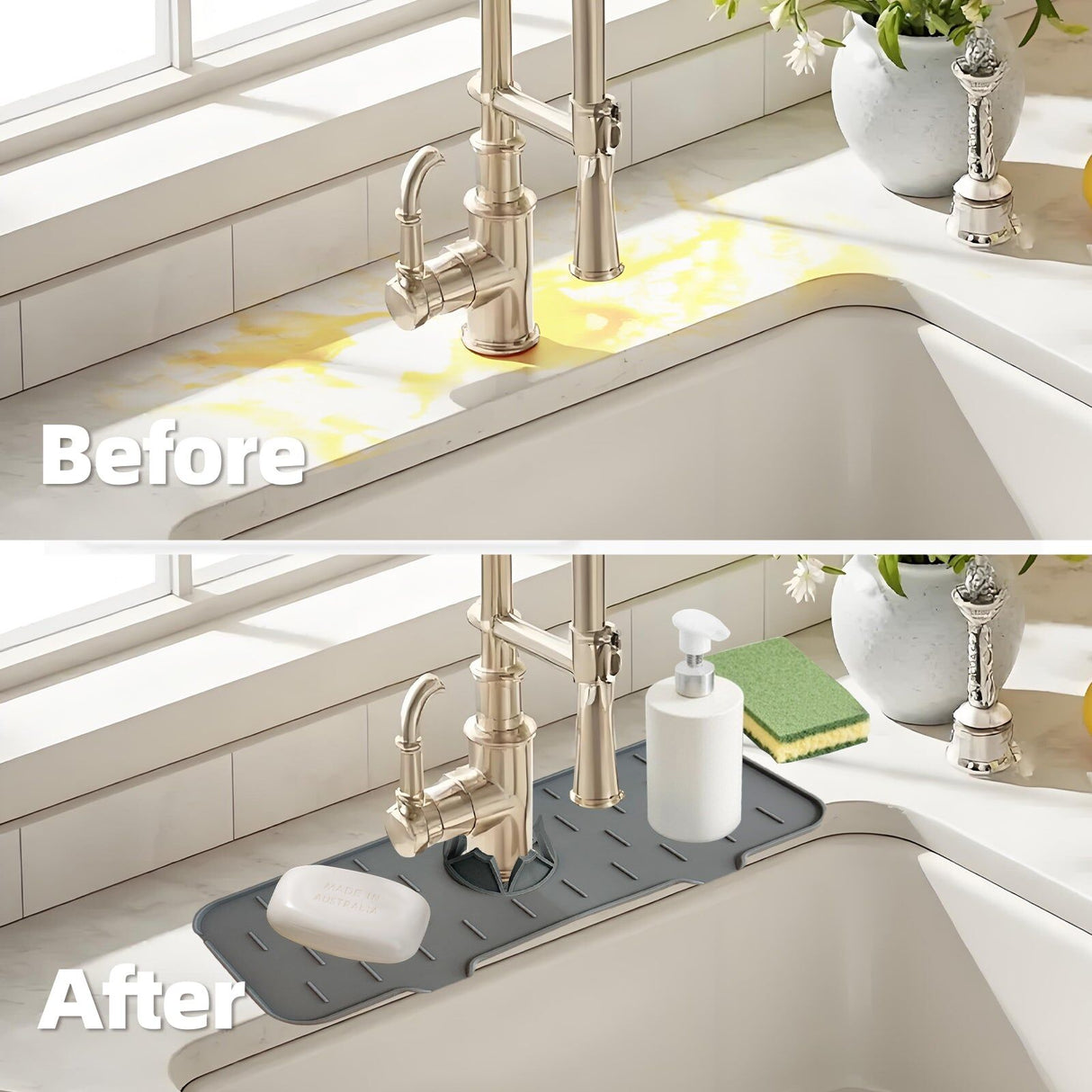 Sink Tap Faucet Drip Tray Silicone Splash Guard Kitchen Mat Catcher