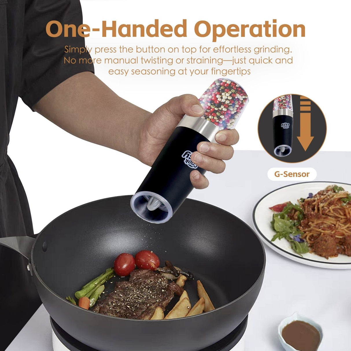 Cook Easy 2 pack Electric Salt and Pepper Spice Grinder With Gravity Sensor