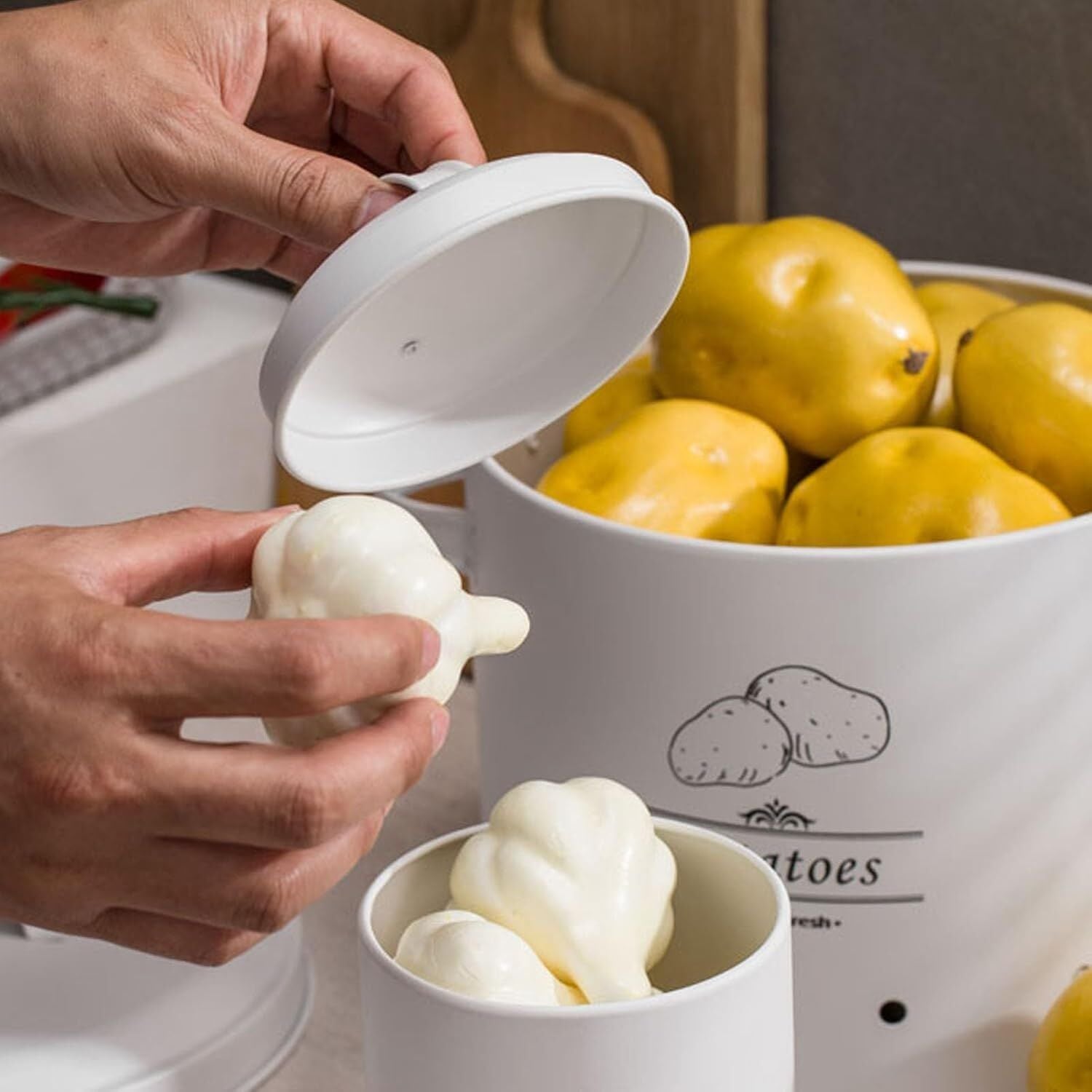 Clevinger 3 Piece Rustic Style Galvanised Iron Vegetable Storage Tins with Lids