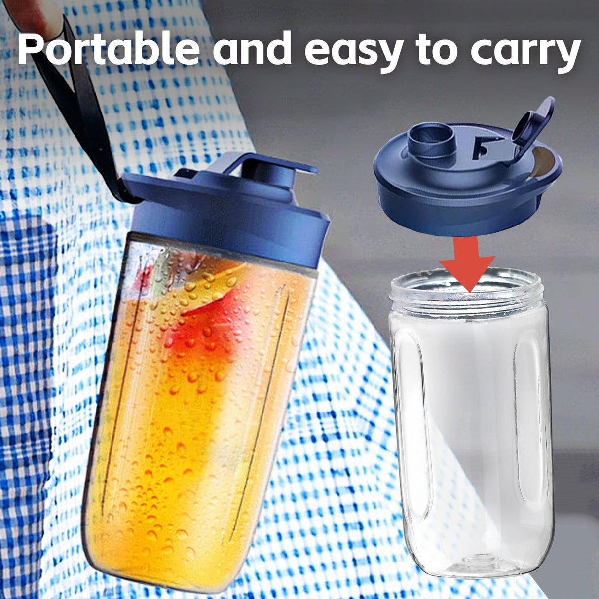 Portable Smoothie Juicer Blender 400ml USB-C Rechargeable with Travel Lid