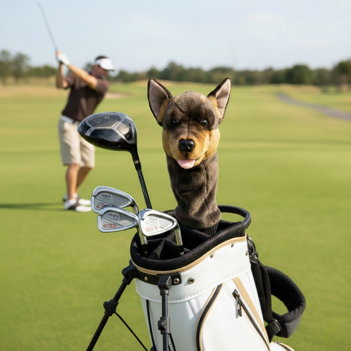 Bocchetta Kelpie Plush Golf Club Head Cover - Brown/Tan (Novelty Animal Golfer Gift)