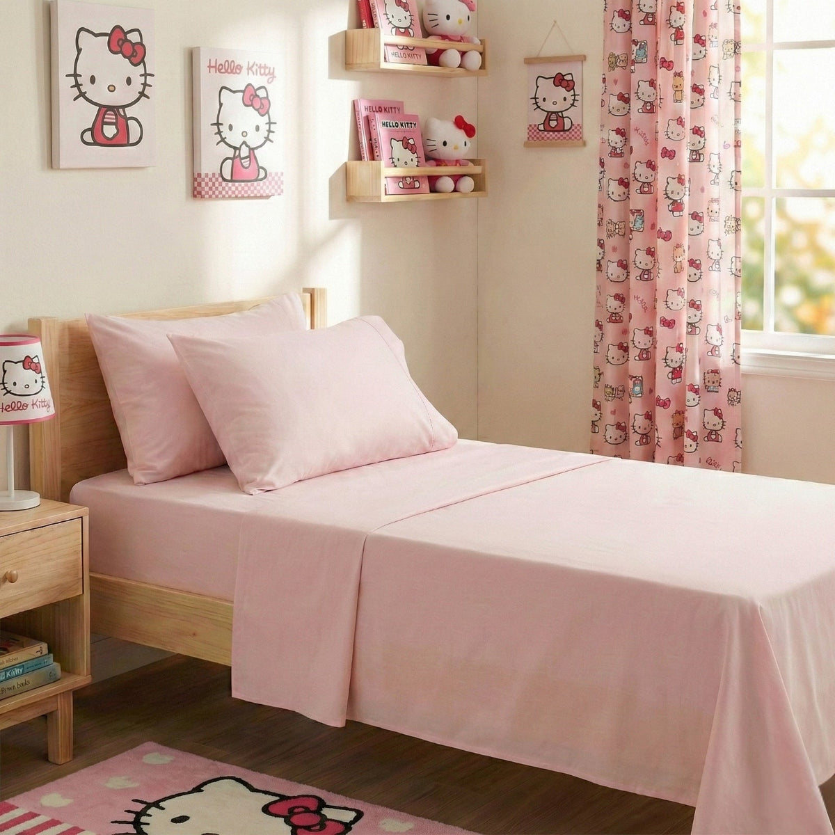 Park Avenue 500TC Natural Bamboo Cotton Kids Bed Sheet Set - Peach (Anti-Wrinkle Satin Finish)