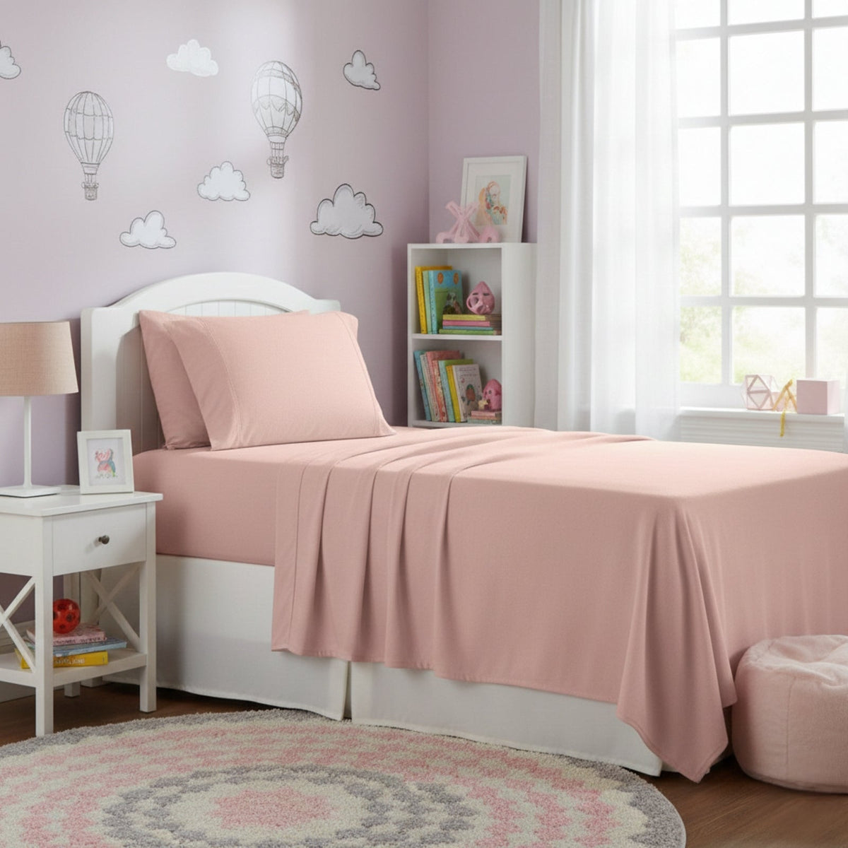 Park Avenue 175 GSM Egyptian Cotton Flannelette Kids Bed Sheet Set - Rose