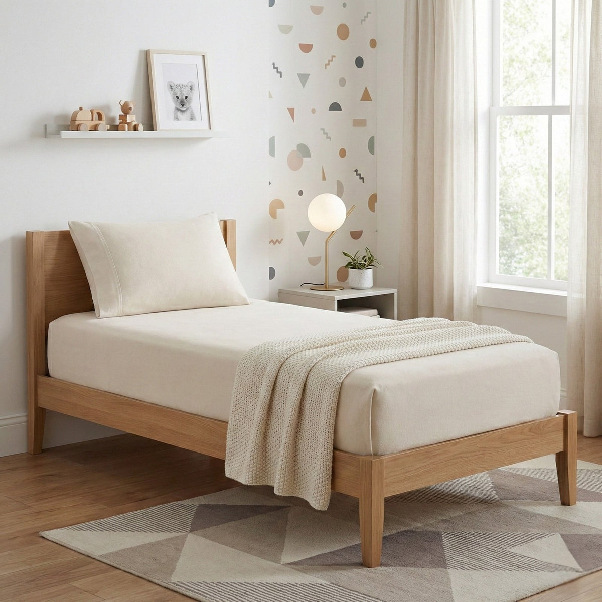 Park Avenue 175 GSM Egyptian Cotton Flannelette Kids Fitted Sheet & Pillowcase Set - Sand