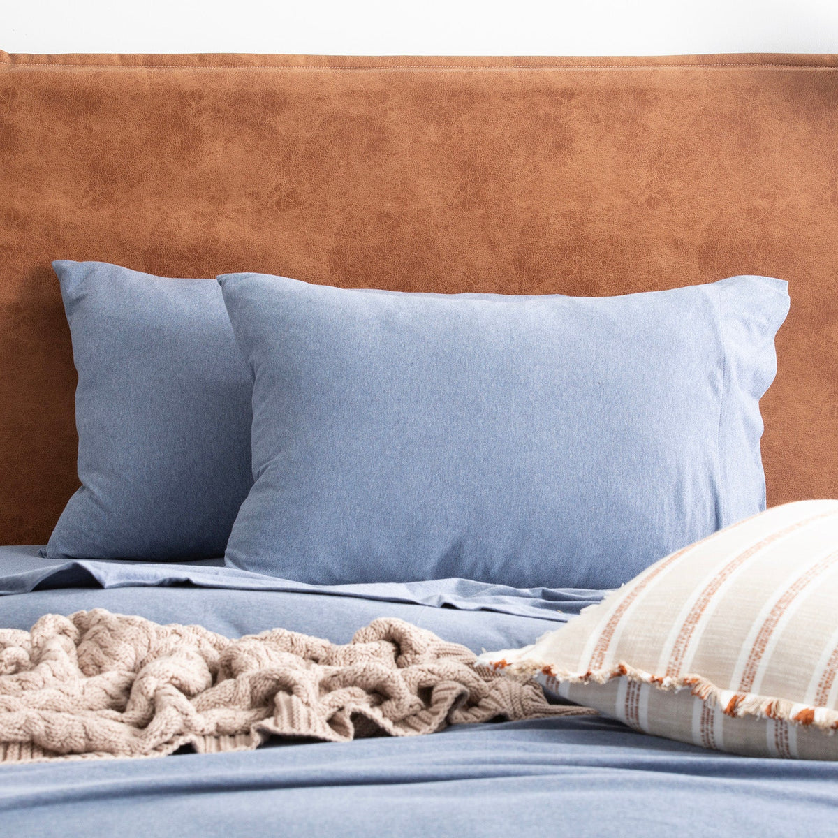 Renee Taylor Comfort T's Organic Cotton Jersey Bed Sheet Set - Ink (OEKO-TEX Certified)
