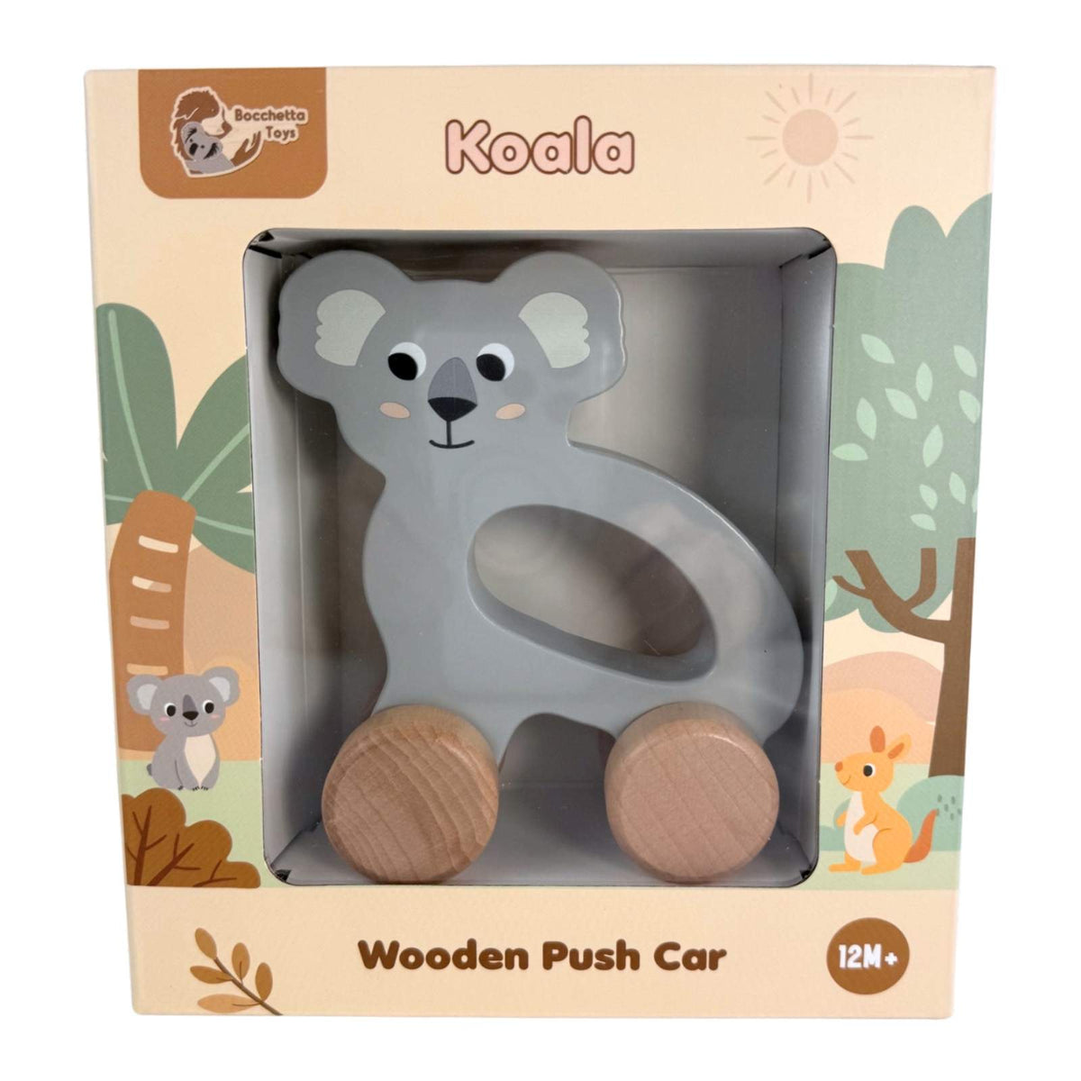 Bocchetta Koala Wooden Push Car (Toddler Push Along Toy 12 Months+)