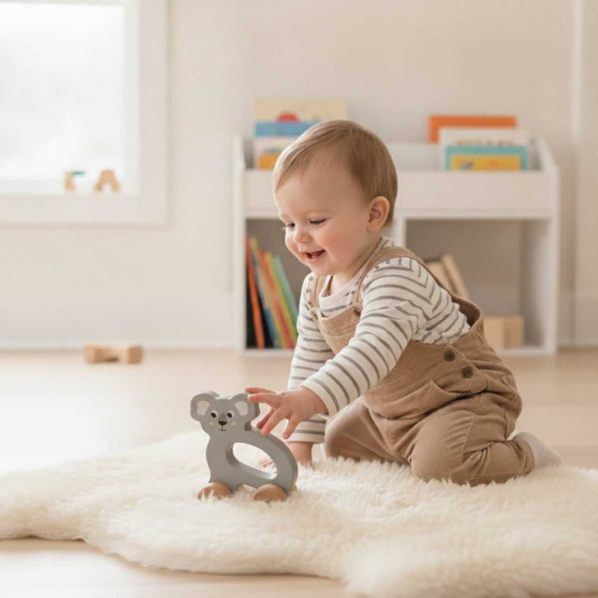 Bocchetta Koala Wooden Push Car (Toddler Push Along Toy 12 Months+)