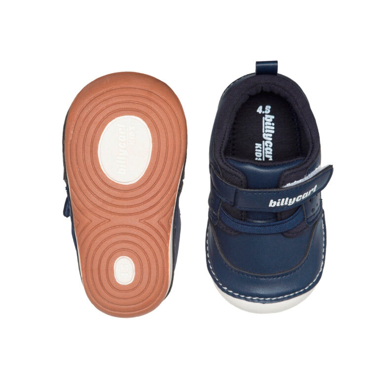 BILLYCART Barefoot Wide-Fit First Walker Sneaker Shoes Riley in Navy Blue