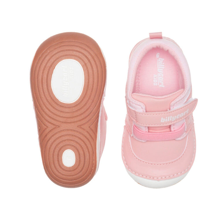 BILLYCART Barefoot Girls Wide-Fit First Walker Sneaker Shoes Ellie in Pink