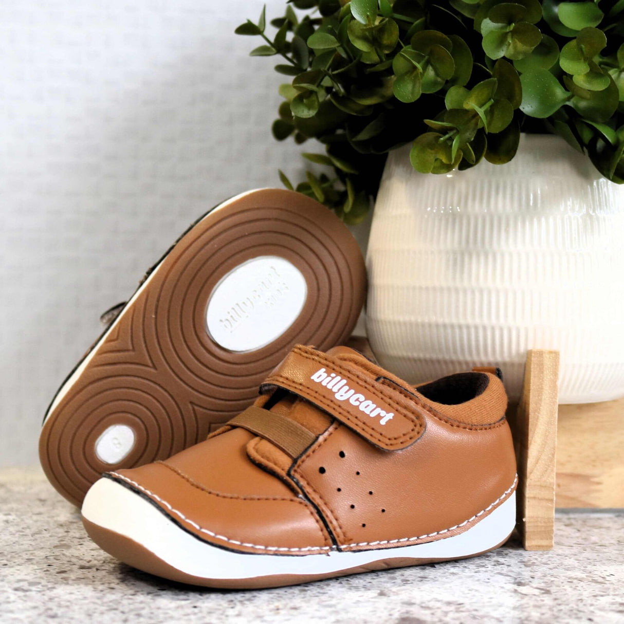 BILLYCART Barefoot Wide-Fit First Walker Shoes Hunter in Tan Brown