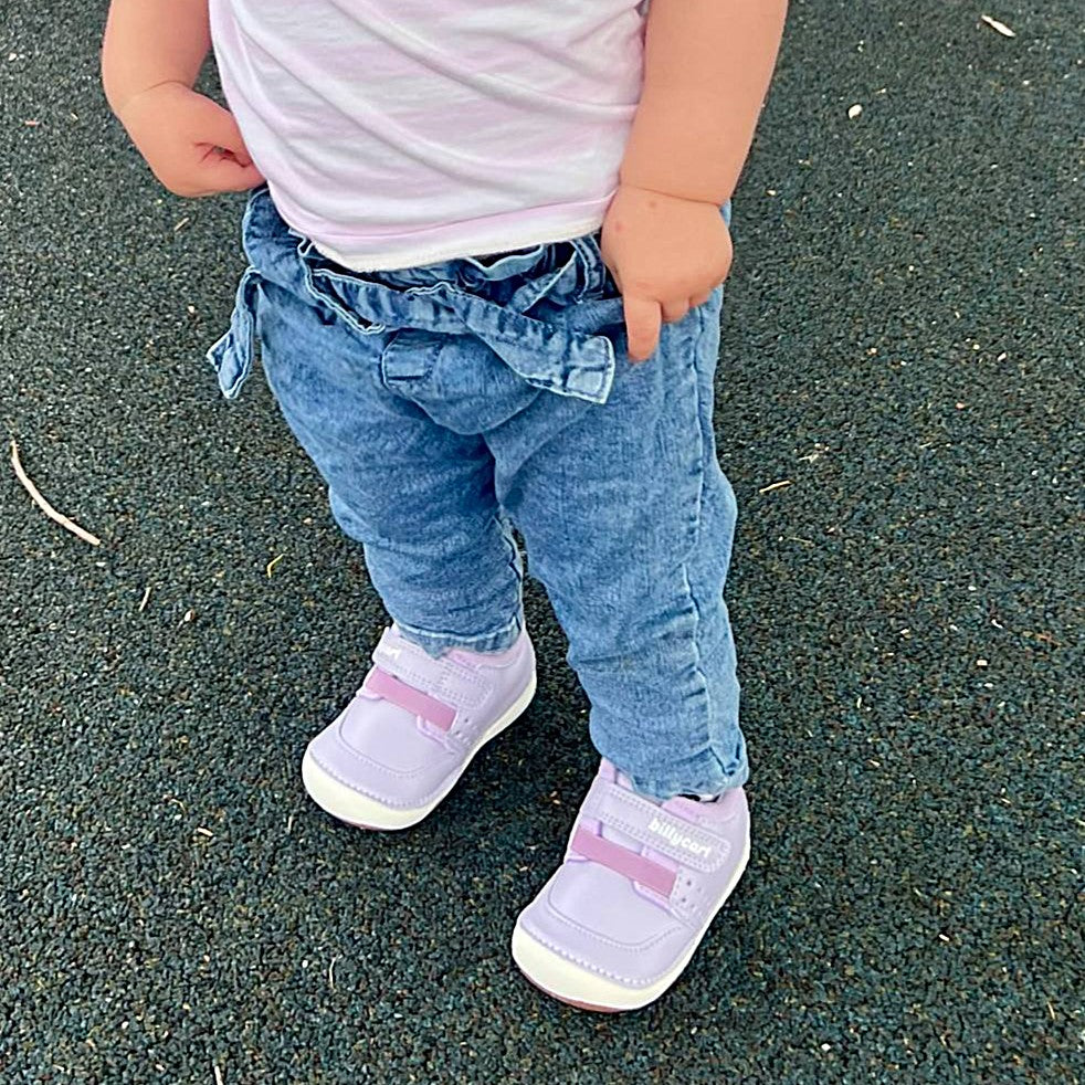 BILLYCART Barefoot Girls Wide-Fit First Walker Sneaker Shoes Sophie in Purple