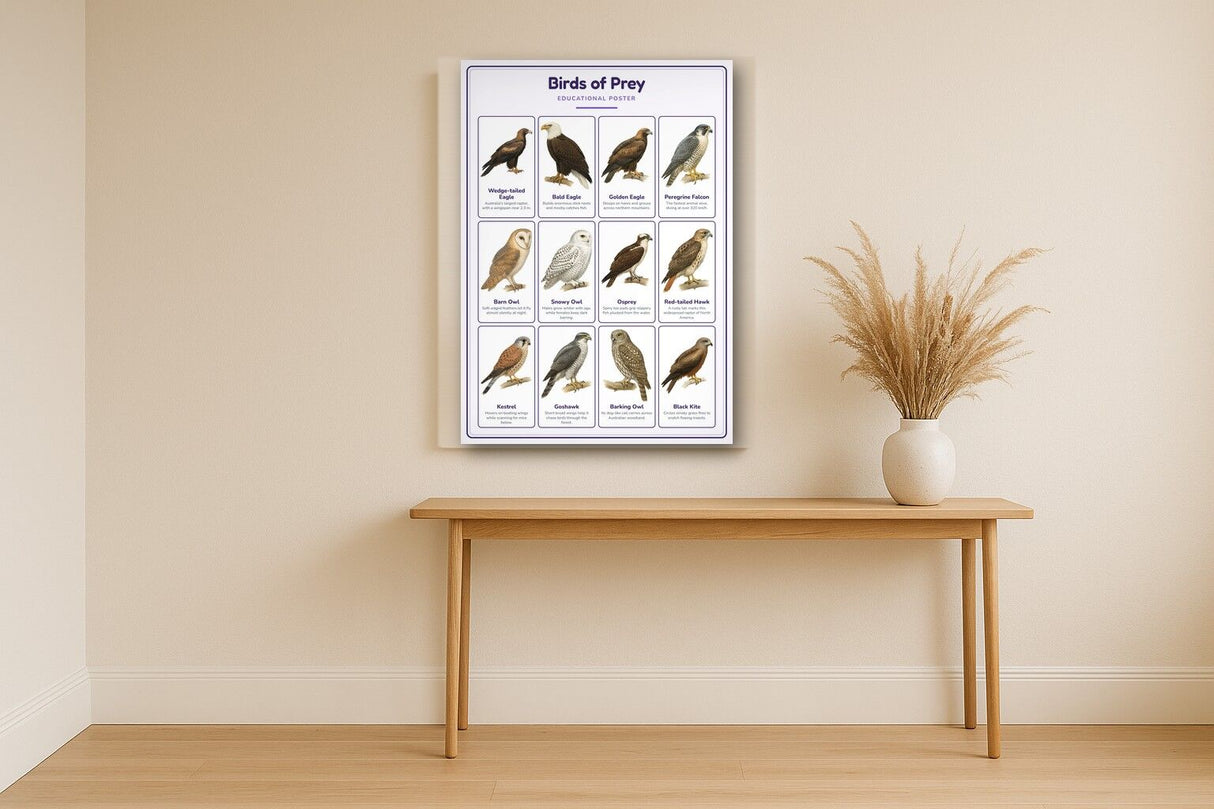 Birds of Prey: A4 Matte Laminated Educational Poster Print - 210x297mm