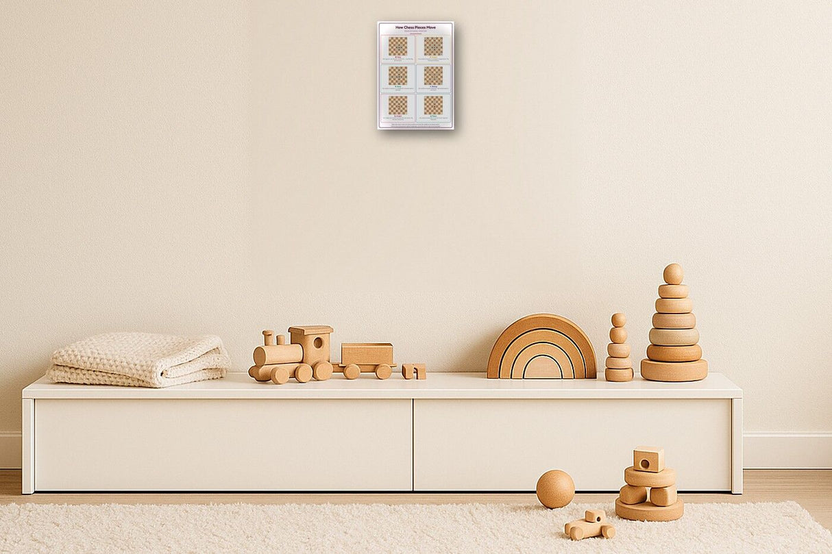 How Chess Pieces Move: A4 Matte Laminated Educational Poster Print - 210x297mm