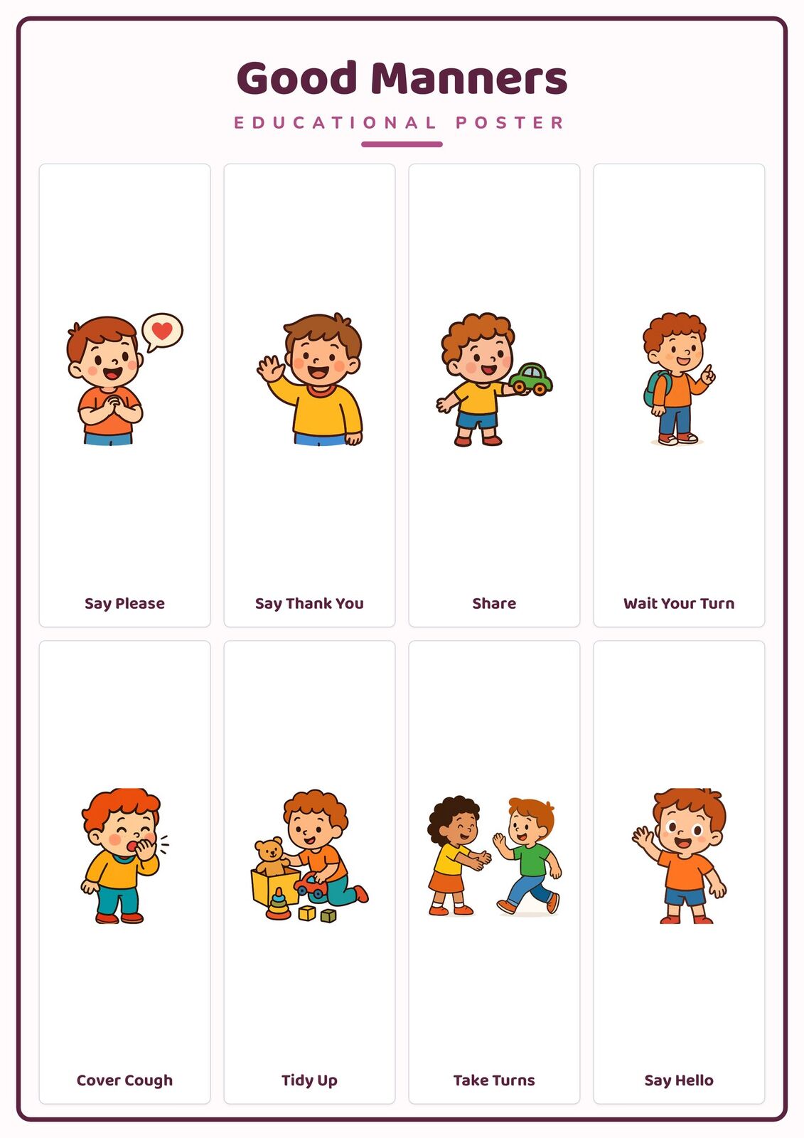 Good Manners: A4 Matte Laminated Educational Poster Print - 210x297mm