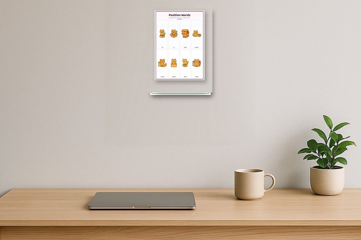 Position Words: A4 Matte Laminated Educational Poster Print - 210x297mm