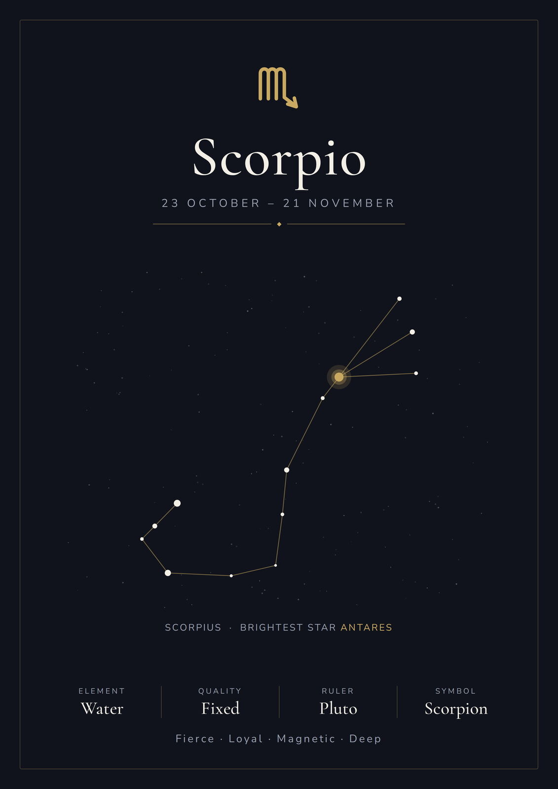 Scorpio Zodiac Constellation Black: A4 Matte Laminated Educational Poster Print - 210x297mm