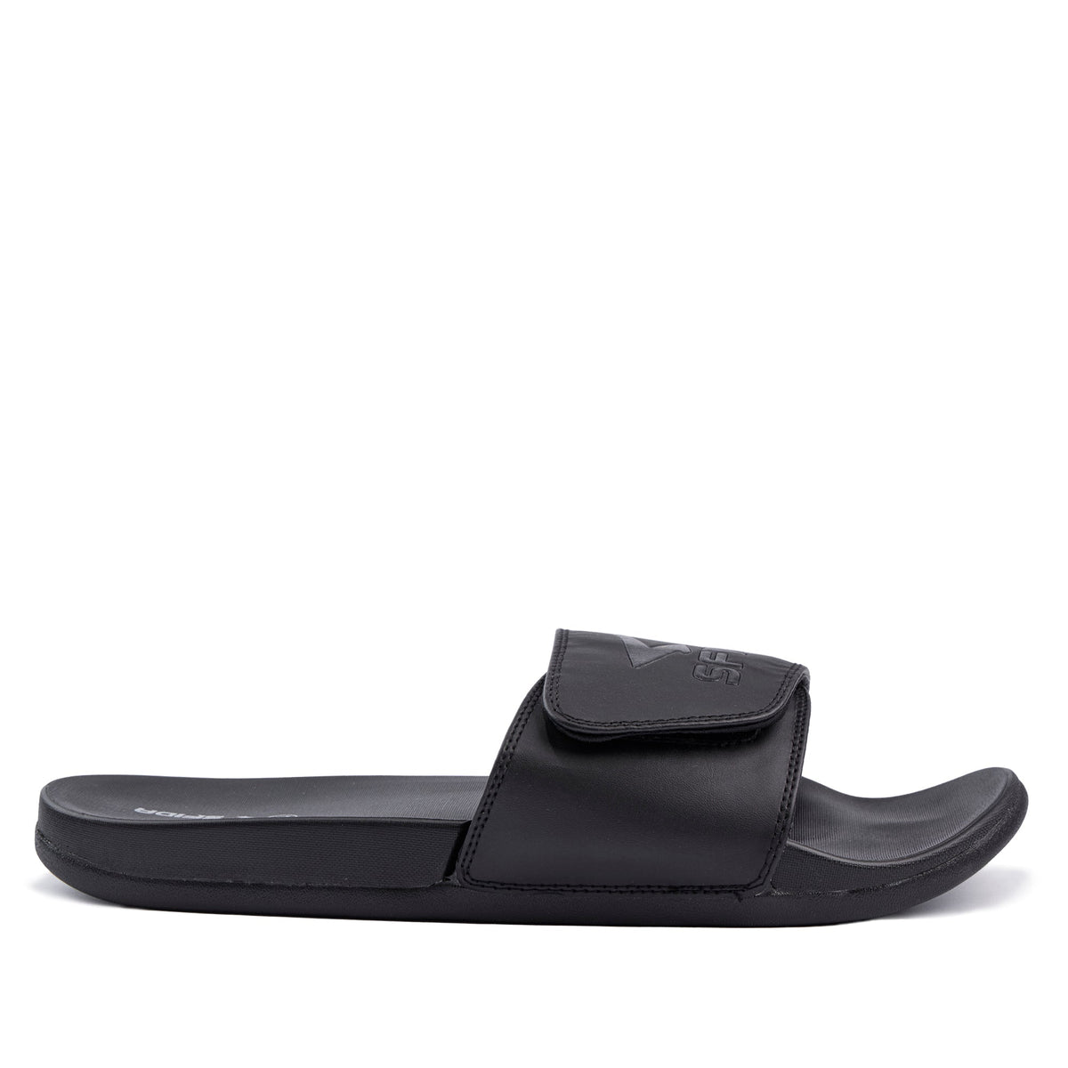 Sfida Laze Mens Adjustable V Strap Slides - Black (Slip On Sandals) - BLACK