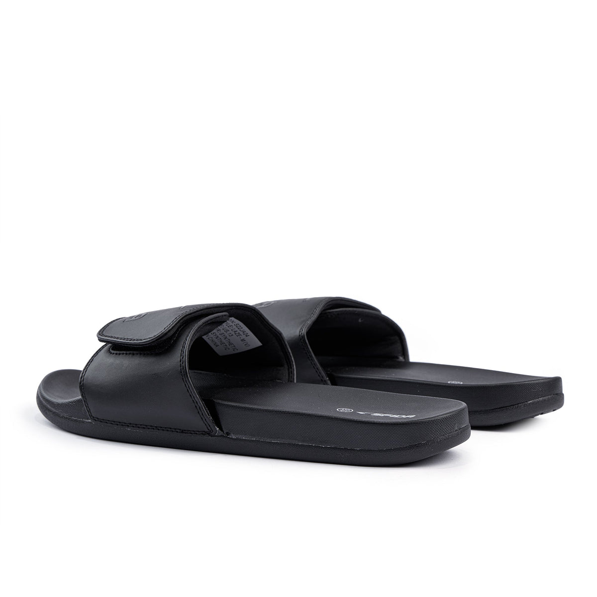 Sfida Laze Mens Adjustable V Strap Slides - Black (Slip On Sandals)