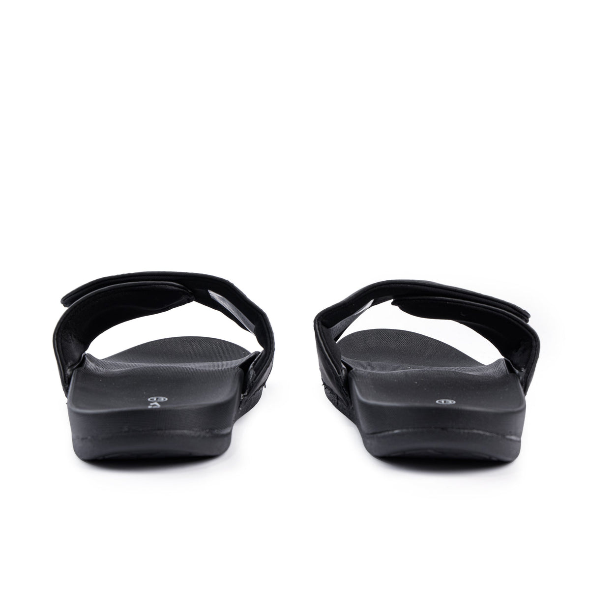 Sfida Laze Mens Adjustable V Strap Slides - Black (Slip On Sandals)